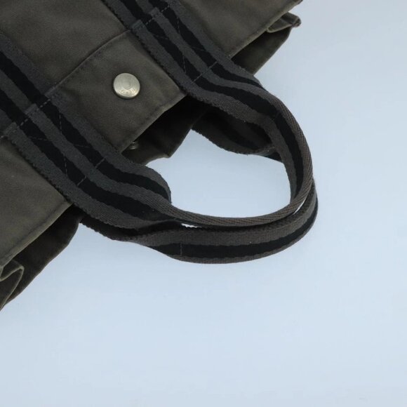 HERMES Fourre Tout PM Tote Bag Canvas Gray Black Auth 104620 - Picture 8 of 16